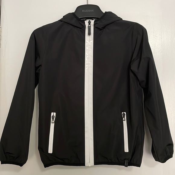 Rudsak windbreaker jacket white stripe hood Wyatt 9/10 NWT - Picture 1 of 9